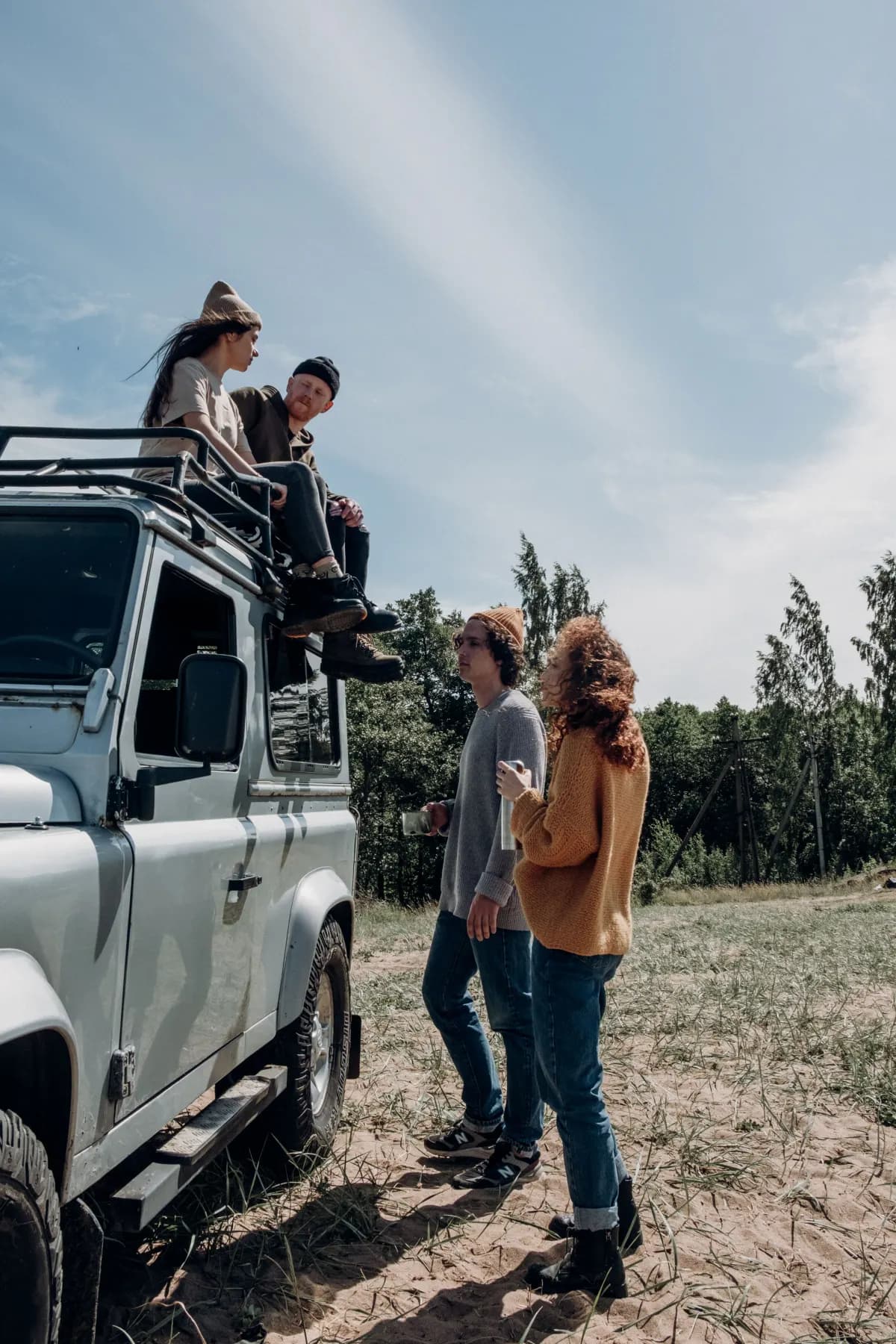Friends setting off together on an outdoor trip
